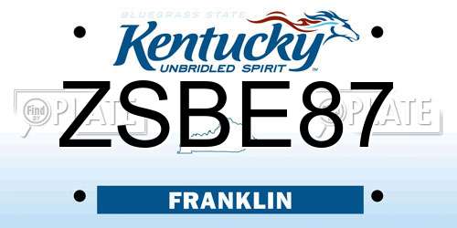 ZSBE87 Kentucky License Plate