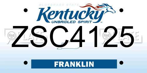 ZSC4125 Kentucky License Plate