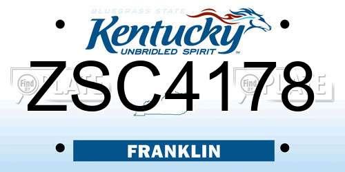 ZSC4178 Kentucky License Plate