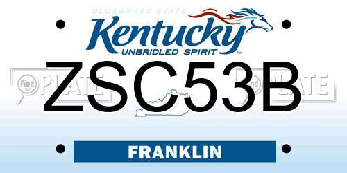 ZSC53B Kentucky License Plate
