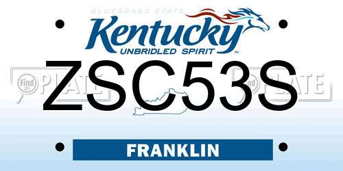 ZSC53S Kentucky License Plate