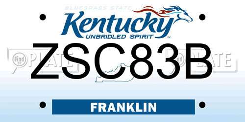 ZSC83B Kentucky License Plate