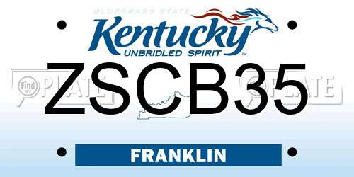 ZSCB35 Kentucky License Plate