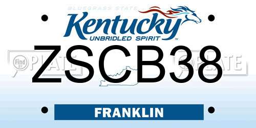 ZSCB38 Kentucky License Plate