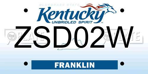 ZSD02W Kentucky License Plate