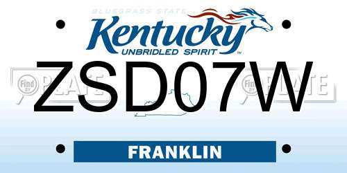 ZSD07W Kentucky License Plate