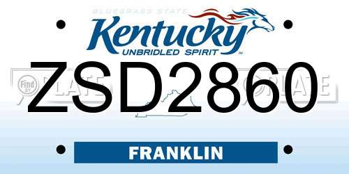ZSD2860 Kentucky License Plate
