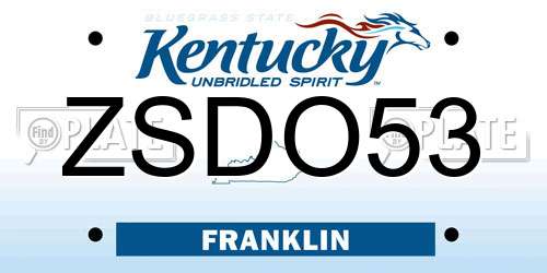 ZSDO53 Kentucky License Plate