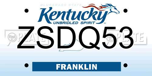 ZSDQ53 Kentucky License Plate