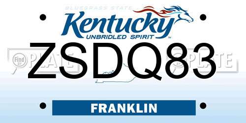 ZSDQ83 Kentucky License Plate
