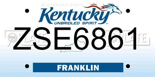 ZSE6861 Kentucky License Plate