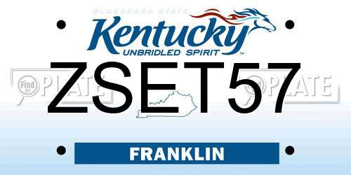 ZSET57 Kentucky License Plate
