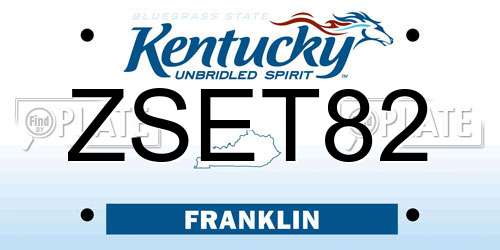 ZSET82 Kentucky License Plate