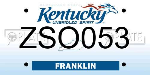 ZSO053 Kentucky License Plate