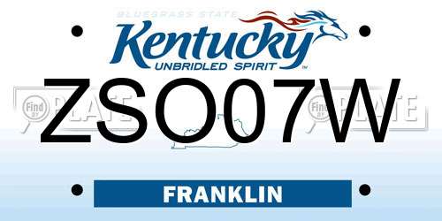 ZSO07W Kentucky License Plate