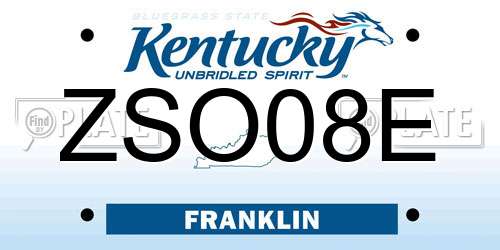 ZSO08E Kentucky License Plate