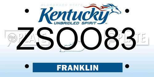 ZSOO83 Kentucky License Plate