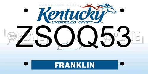 ZSOQ53 Kentucky License Plate