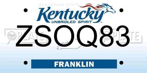 ZSOQ83 Kentucky License Plate