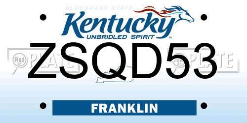 ZSQD53 Kentucky License Plate