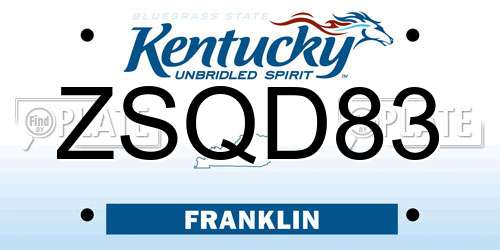 ZSQD83 Kentucky License Plate