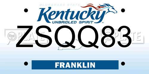 ZSQQ83 Kentucky License Plate