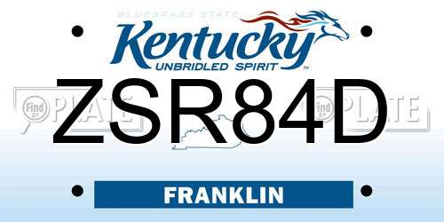 ZSR84D Kentucky License Plate