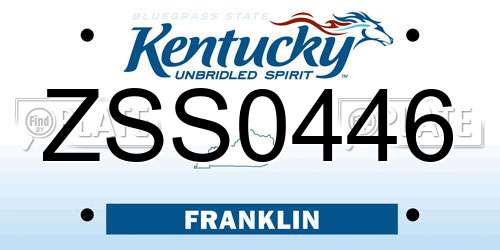 ZSS0446 Kentucky License Plate
