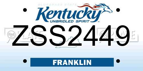 ZSS2449 Kentucky License Plate