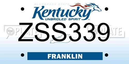ZSS339 Kentucky License Plate