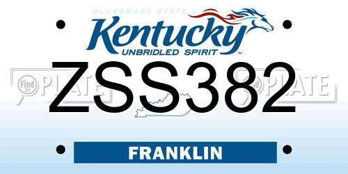 ZSS382 Kentucky License Plate