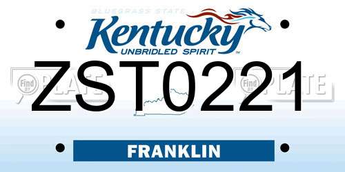 ZST0221 Kentucky License Plate