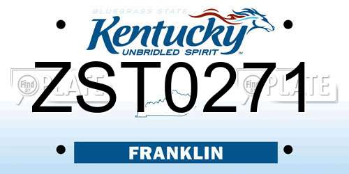 ZST0271 Kentucky License Plate