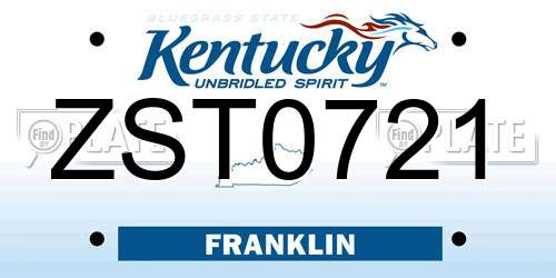 ZST0721 Kentucky License Plate