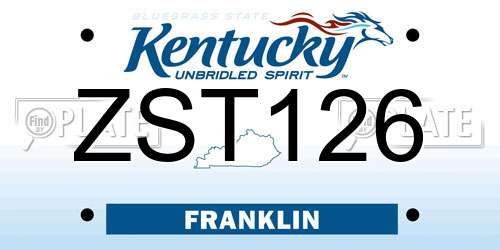 ZST126 Kentucky License Plate
