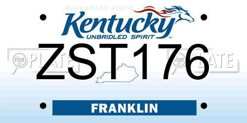 ZST176 Kentucky License Plate