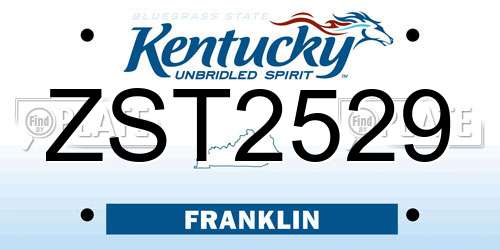 ZST2529 Kentucky License Plate
