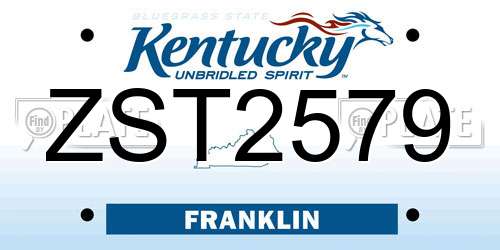 ZST2579 Kentucky License Plate