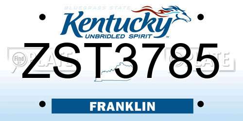 ZST3785 Kentucky License Plate