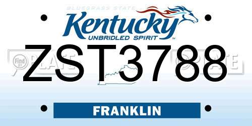 ZST3788 Kentucky License Plate