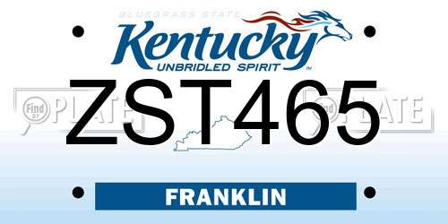 ZST465 Kentucky License Plate