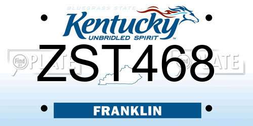 ZST468 Kentucky License Plate