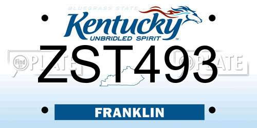 ZST493 Kentucky License Plate