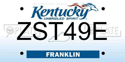 ZST49E Kentucky License Plate