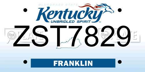 ZST7829 Kentucky License Plate