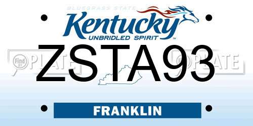ZSTA93 Kentucky License Plate