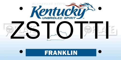 ZSTOTTI Kentucky License Plate