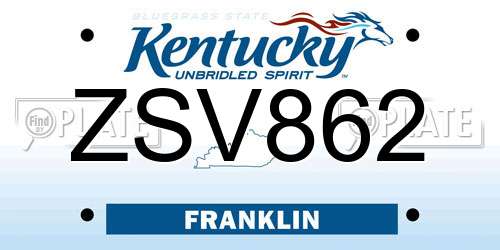 ZSV862 Kentucky License Plate