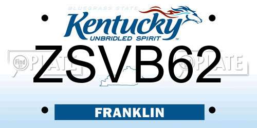 ZSVB62 Kentucky License Plate