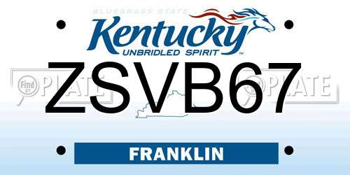 ZSVB67 Kentucky License Plate